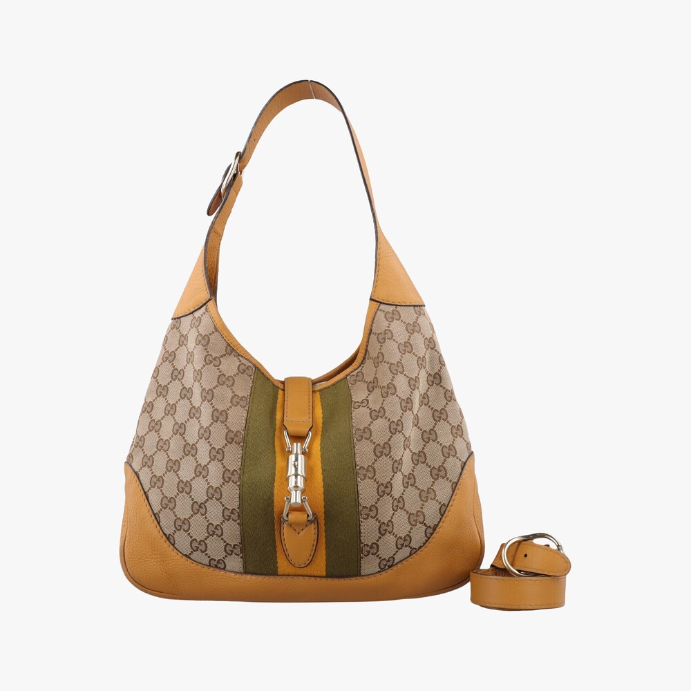 Gucci Jackie Canvas Leather Beige Orange